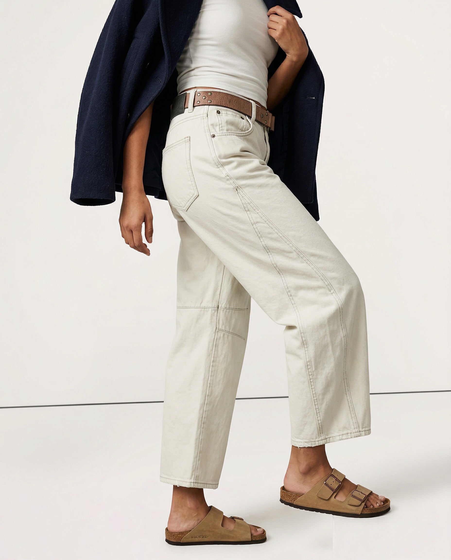 Women's Leopard Print Wide Leg Jeans - High Rise Denim