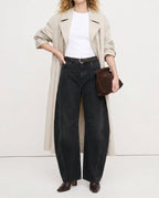 Women's Leopard Print Wide Leg Jeans - High Rise Denim