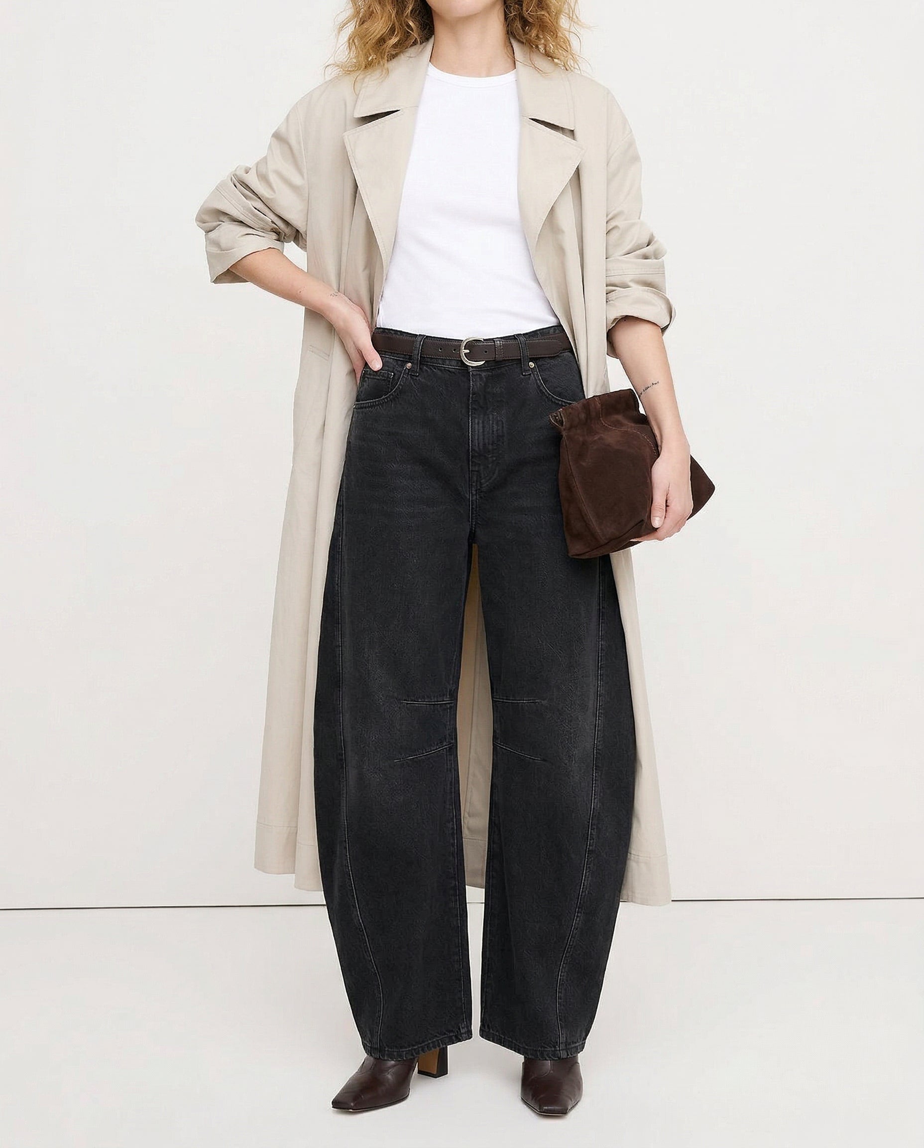 Women's Leopard Print Wide Leg Jeans - High Rise Denim