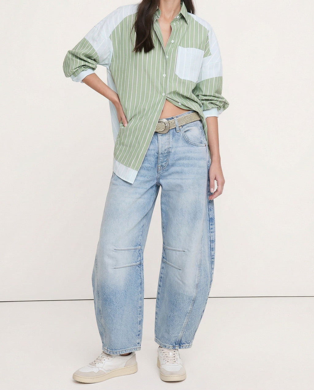 Women's Leopard Print Wide Leg Jeans - High Rise Denim