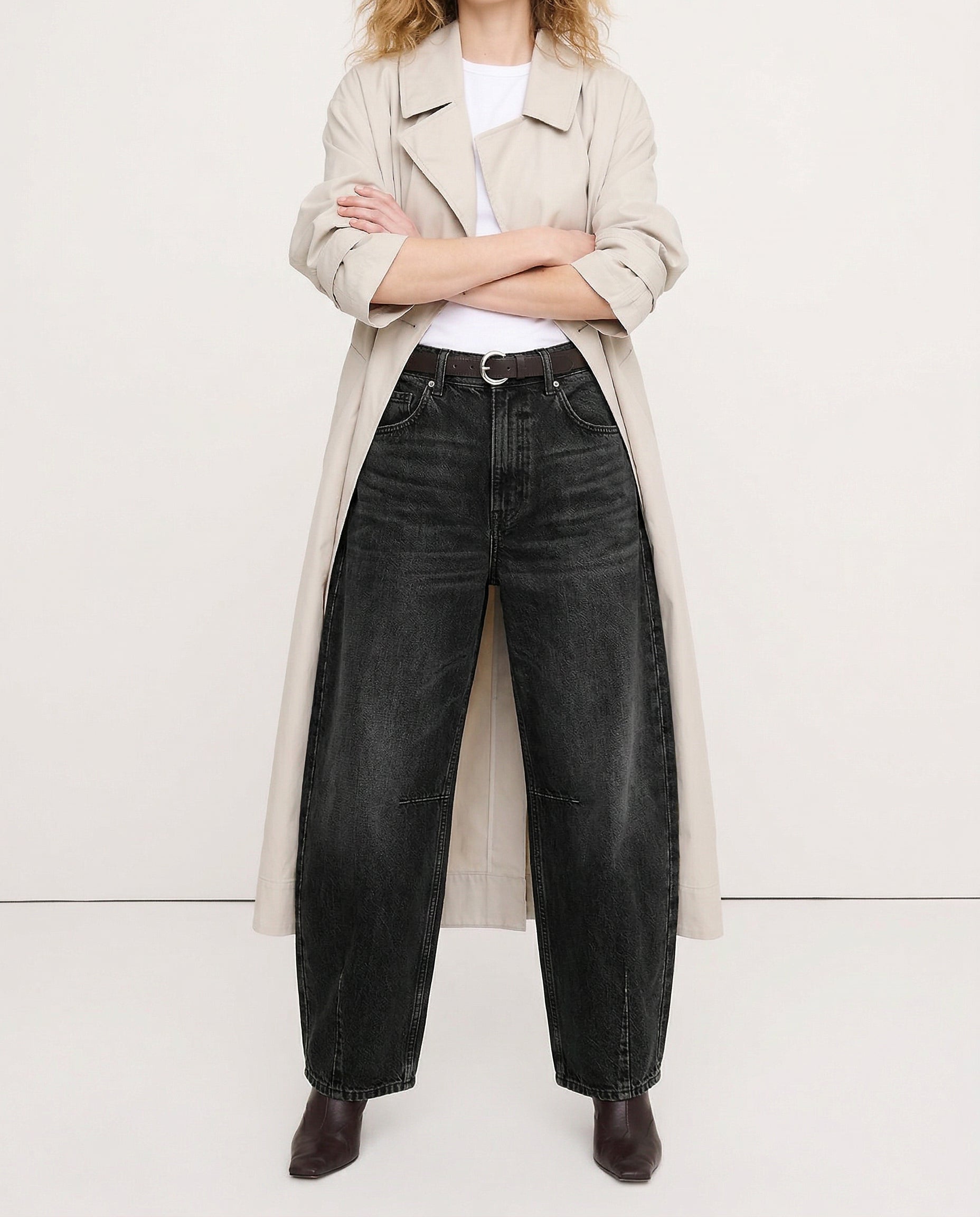 Women's Leopard Print Wide Leg Jeans - High Rise Denim