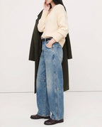 Women's Leopard Print Wide Leg Jeans - High Rise Denim