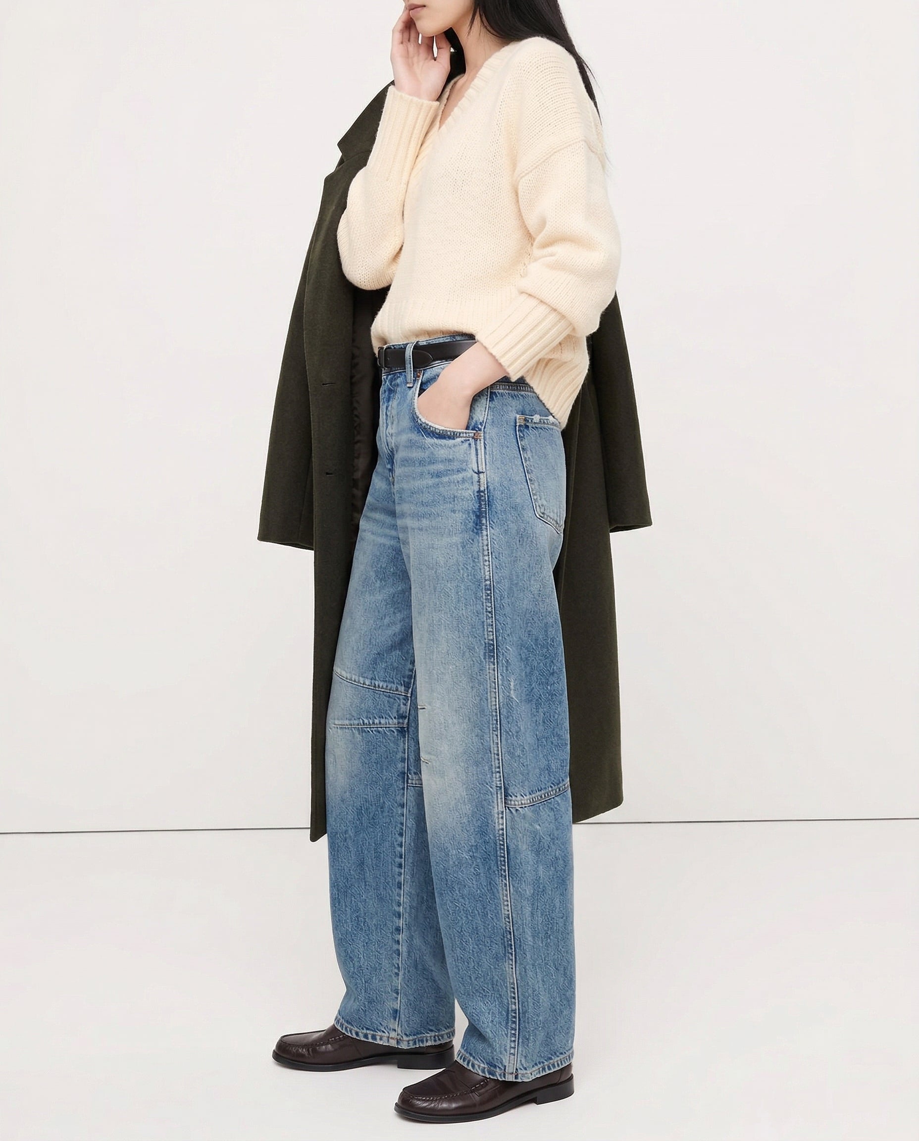 Women's Leopard Print Wide Leg Jeans - High Rise Denim