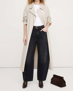 Women's Leopard Print Wide Leg Jeans - High Rise Denim