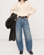 Women's Leopard Print Wide Leg Jeans - High Rise Denim