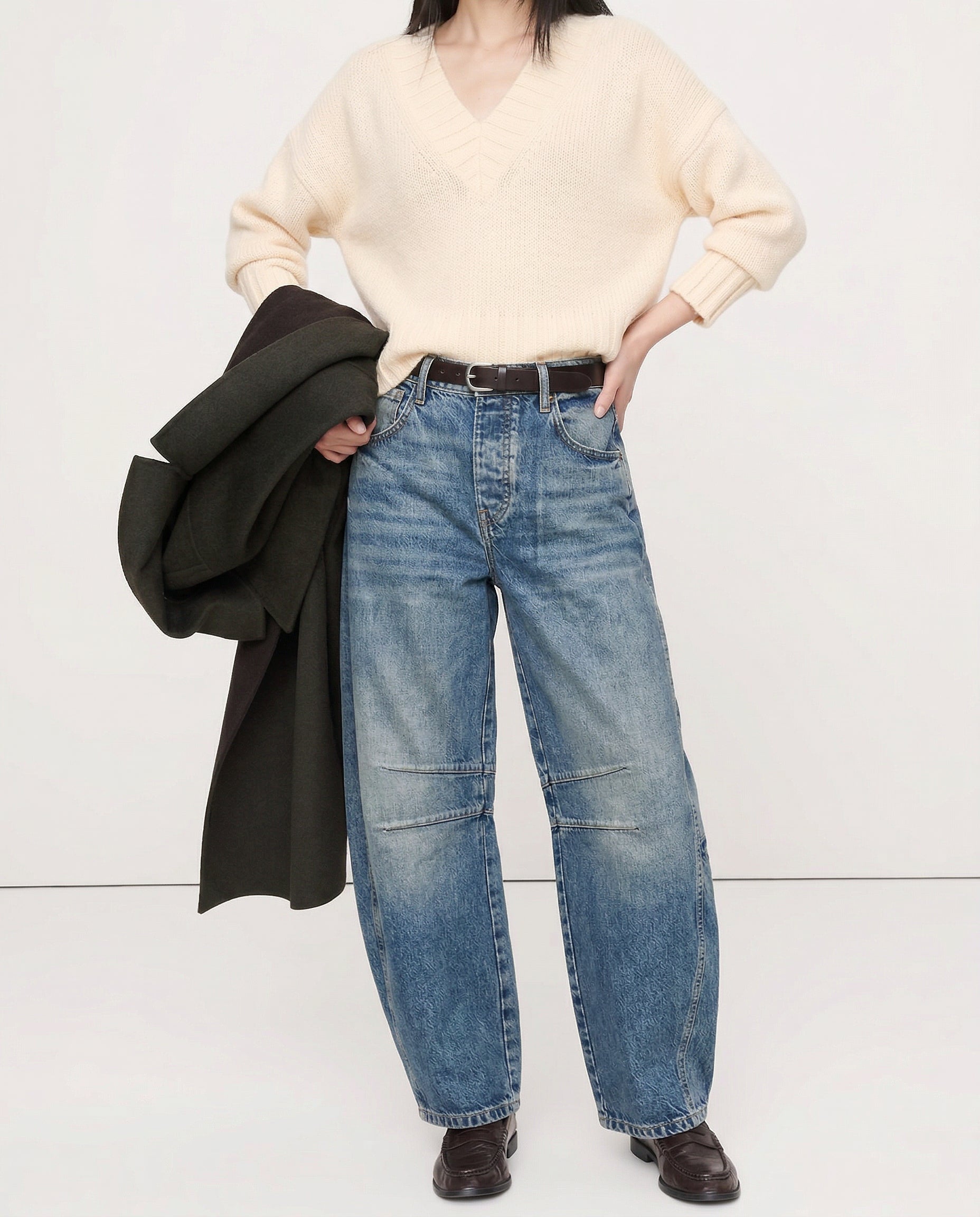 Women's Leopard Print Wide Leg Jeans - High Rise Denim