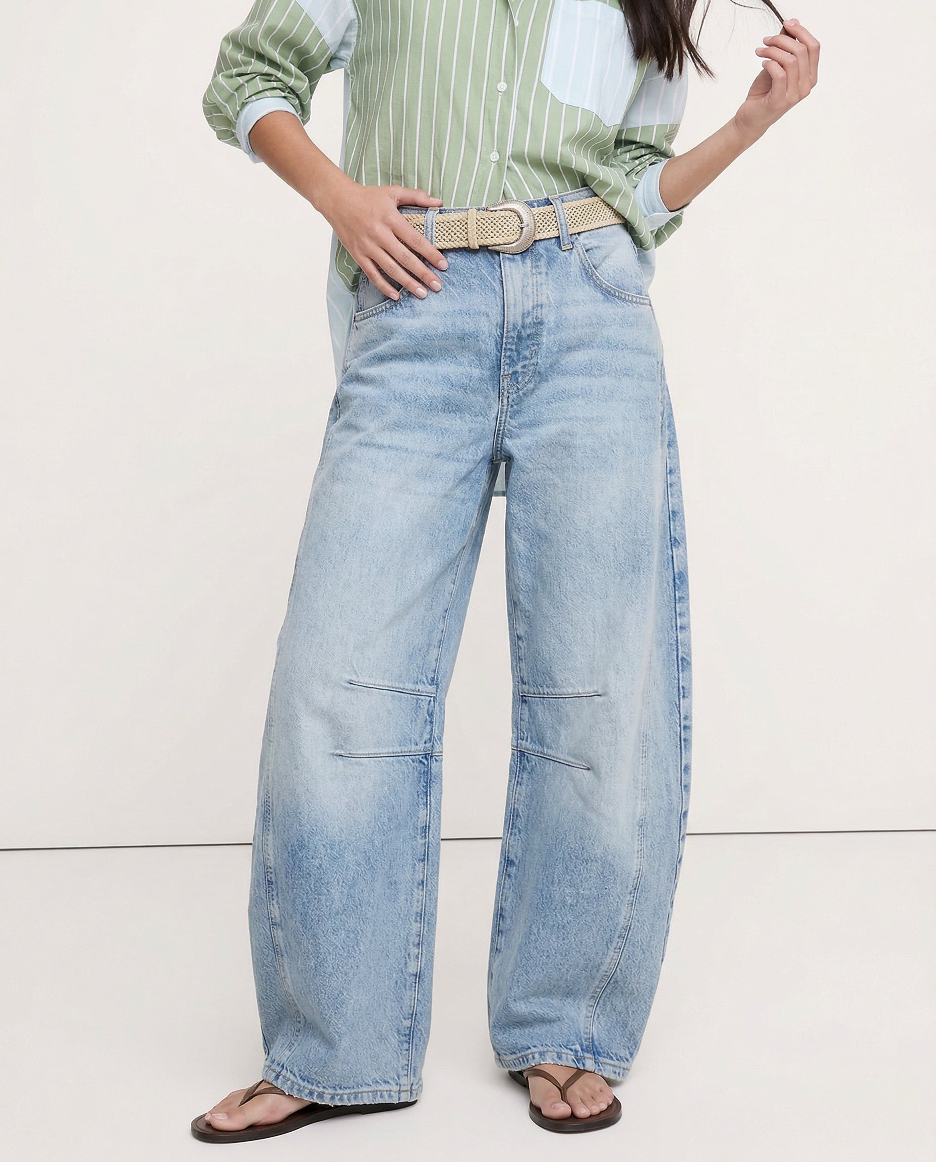 Women's Leopard Print Wide Leg Jeans - High Rise Denim