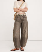 Women's Leopard Print Wide Leg Jeans - High Rise Denim