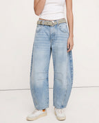 Women's Leopard Print Wide Leg Jeans - High Rise Denim