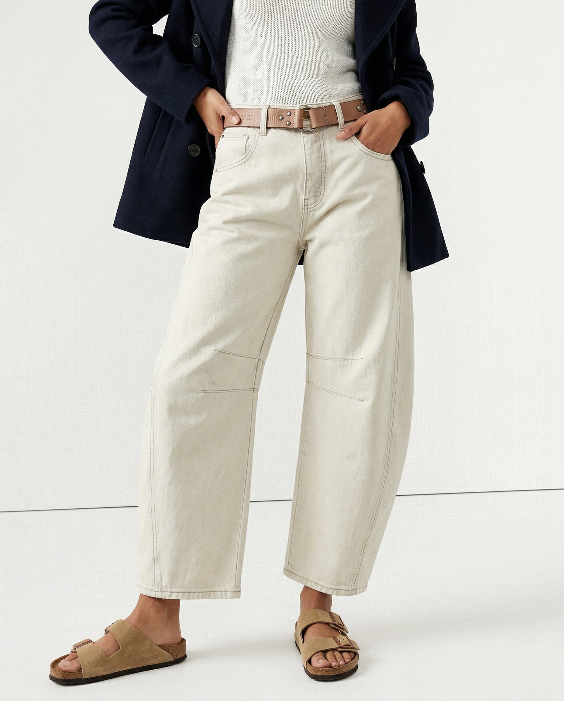 Women's Leopard Print Wide Leg Jeans - High Rise Denim