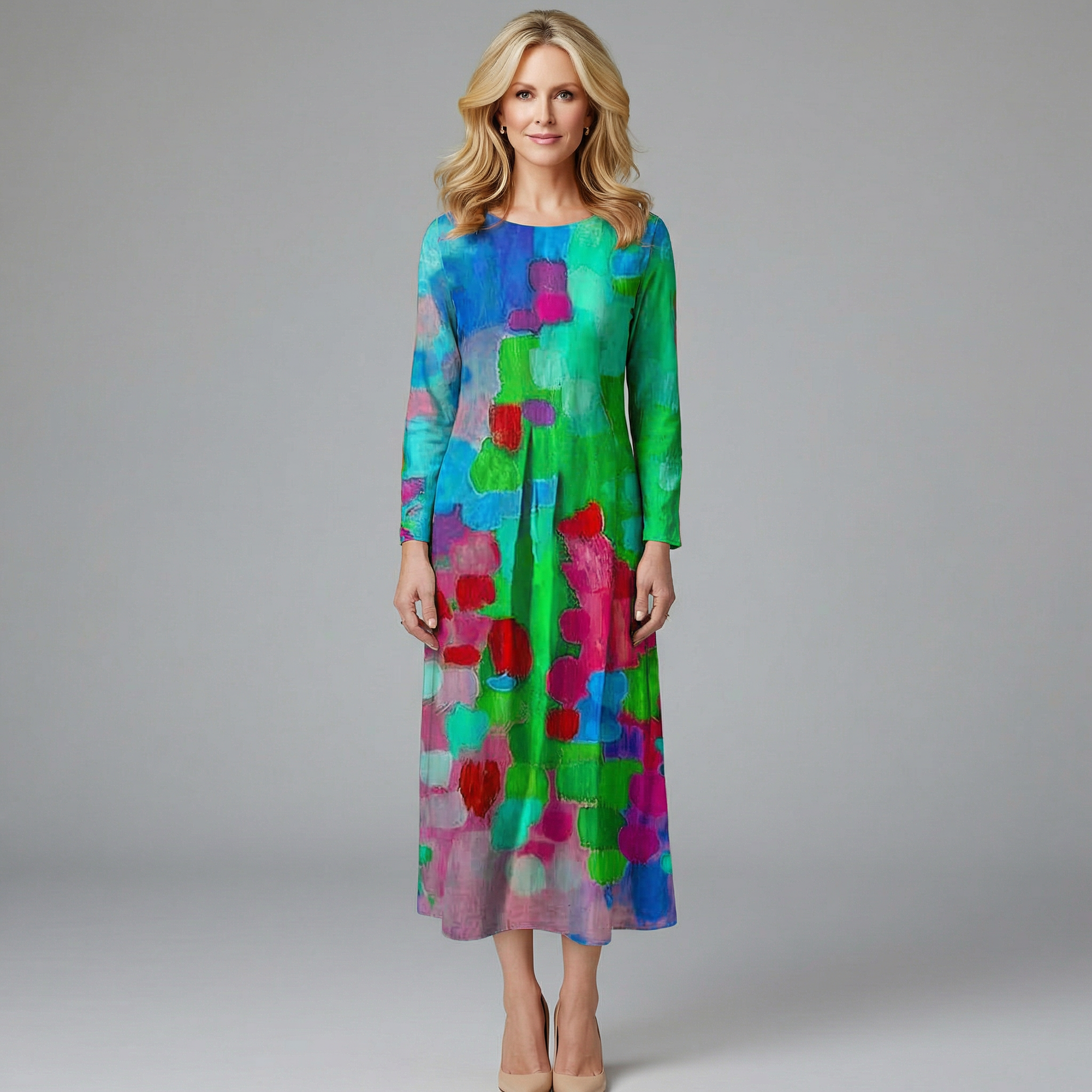 Rosalind Women's Abstract Print Maxi Dress - Relaxed Fit