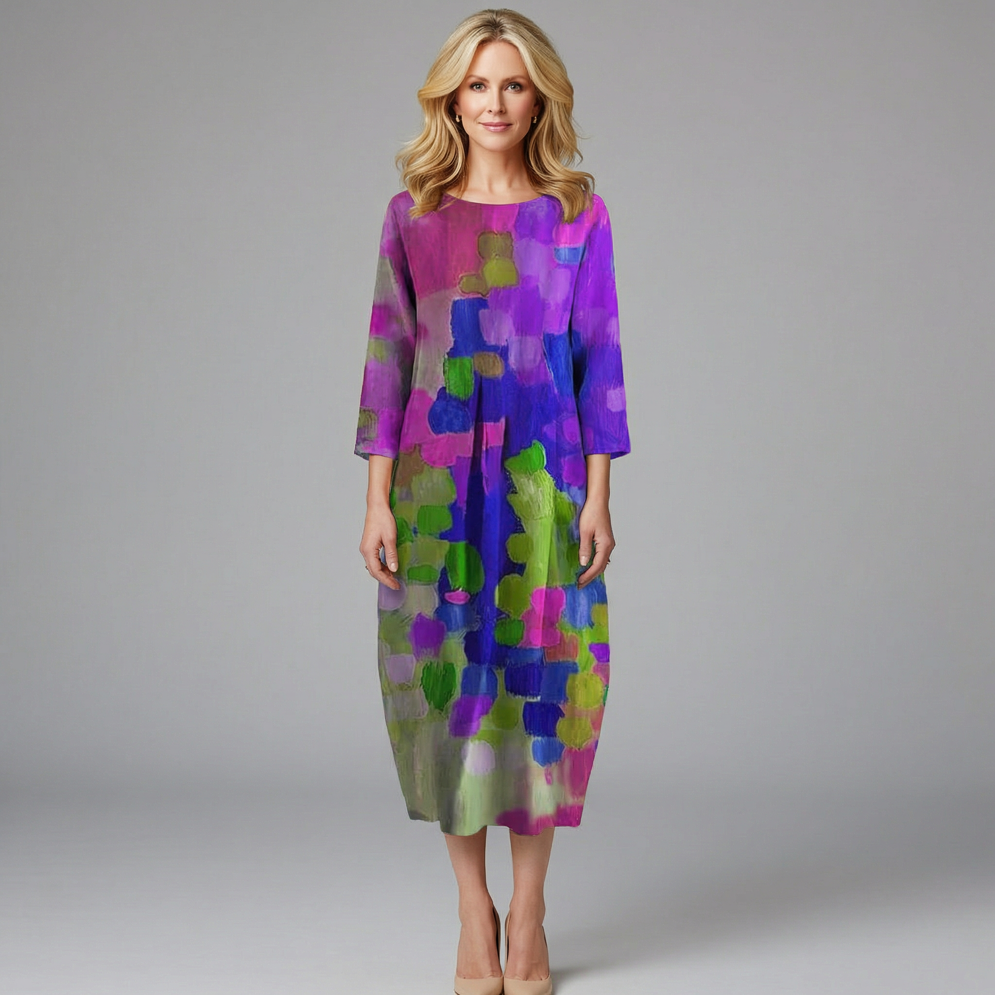 Rosalind Women's Abstract Print Maxi Dress - Relaxed Fit