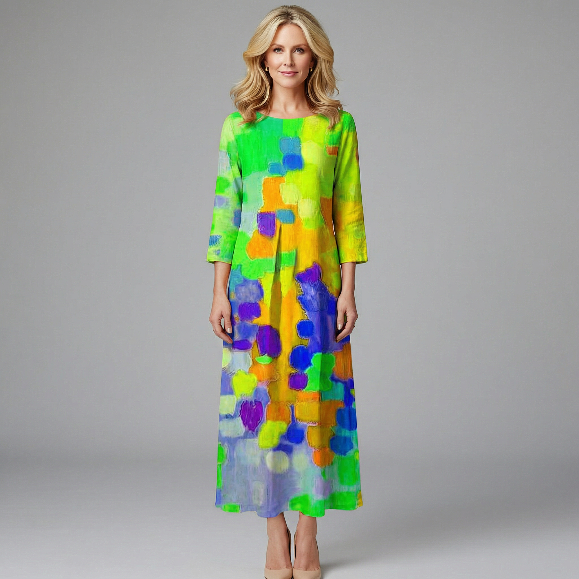 Rosalind Women's Abstract Print Maxi Dress - Relaxed Fit