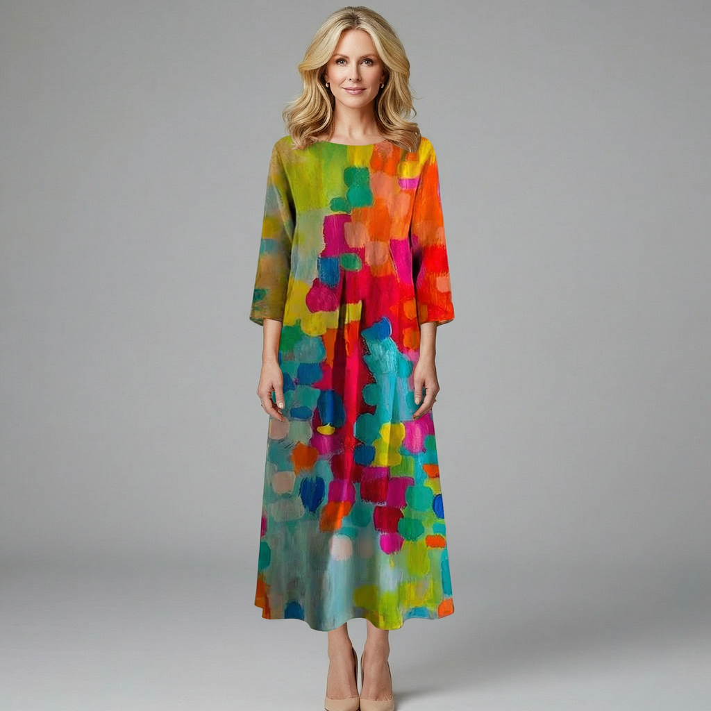 Rosalind Women's Abstract Print Maxi Dress - Relaxed Fit
