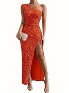Women's One Shoulder Maxi Dress | Elegant Asymmetric Evening Style