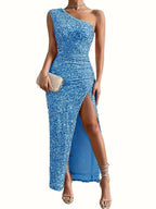 Women's One Shoulder Maxi Dress | Elegant Asymmetric Evening Style
