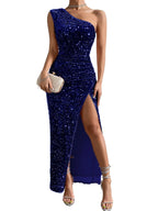 Women's One Shoulder Maxi Dress | Elegant Asymmetric Evening Style