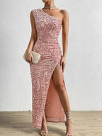 Women's One Shoulder Maxi Dress | Elegant Asymmetric Evening Style