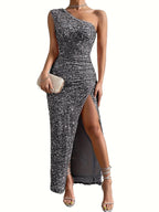Women's One Shoulder Maxi Dress | Elegant Asymmetric Evening Style