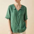 Women's Linen Blouse - Cotton Blend Summer Shirt