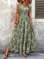Sienna | Women's Smocked Boho Print Tiered Maxi Dress
