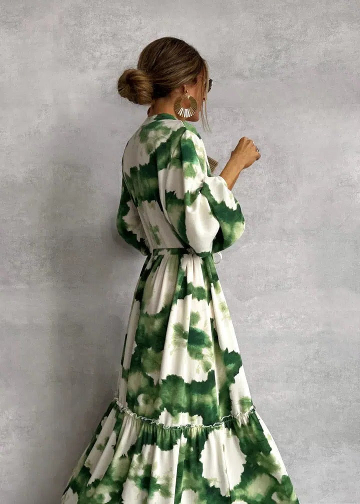 Celeste | Women's Tie-Dye Belted Tiered Maxi Dress