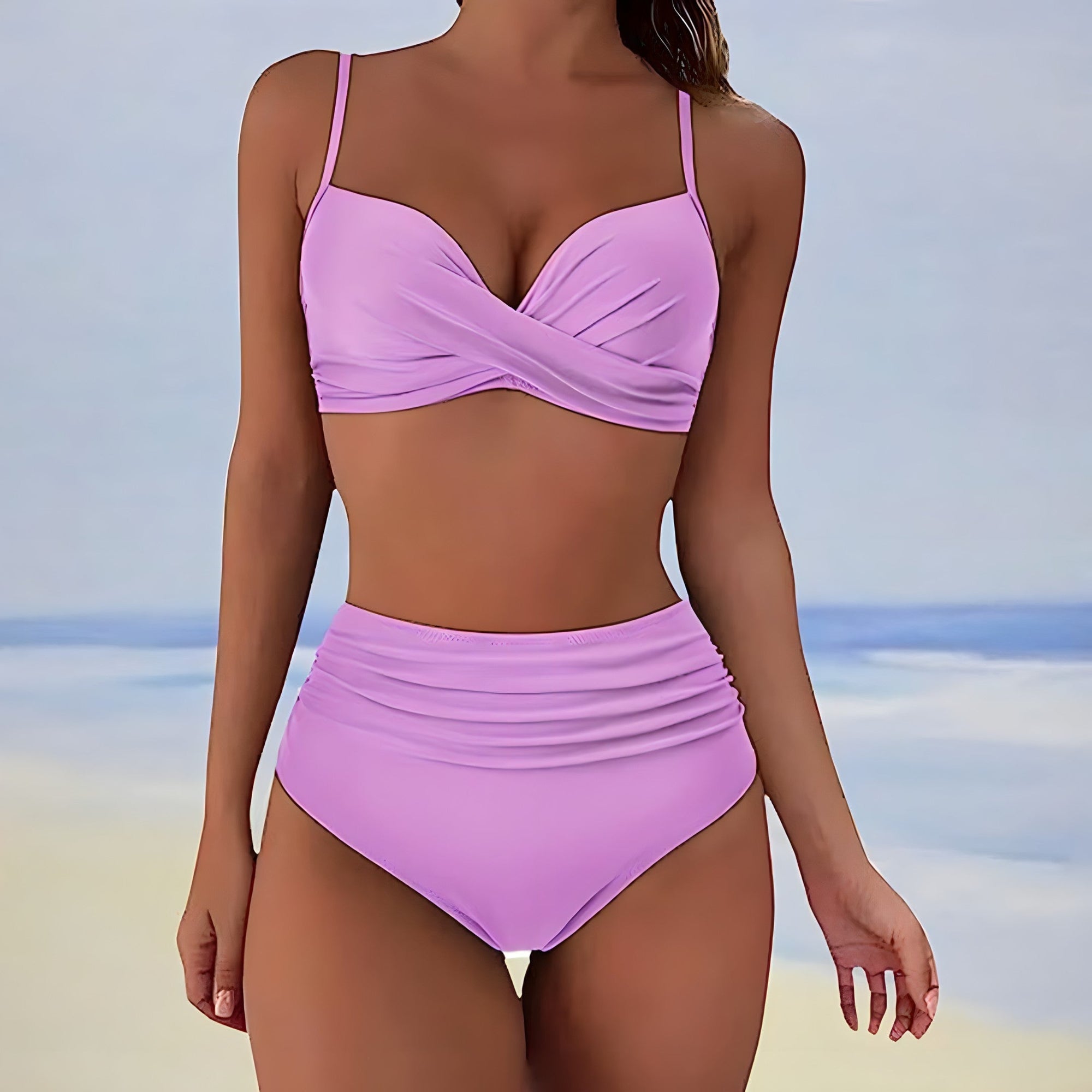 Thea | Women's High Waist Bikini Set with Push-Up Top