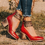 Women's Heeled Ankle Boots - Leather Zip Booties