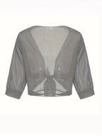 Women's Tie Front Sheer Blouse | Open Front 3/4 Sleeve Top