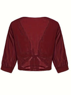 Women's Tie Front Sheer Blouse | Open Front 3/4 Sleeve Top
