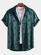 Men's Dark Floral Shirt - Black Rose Print Button Up