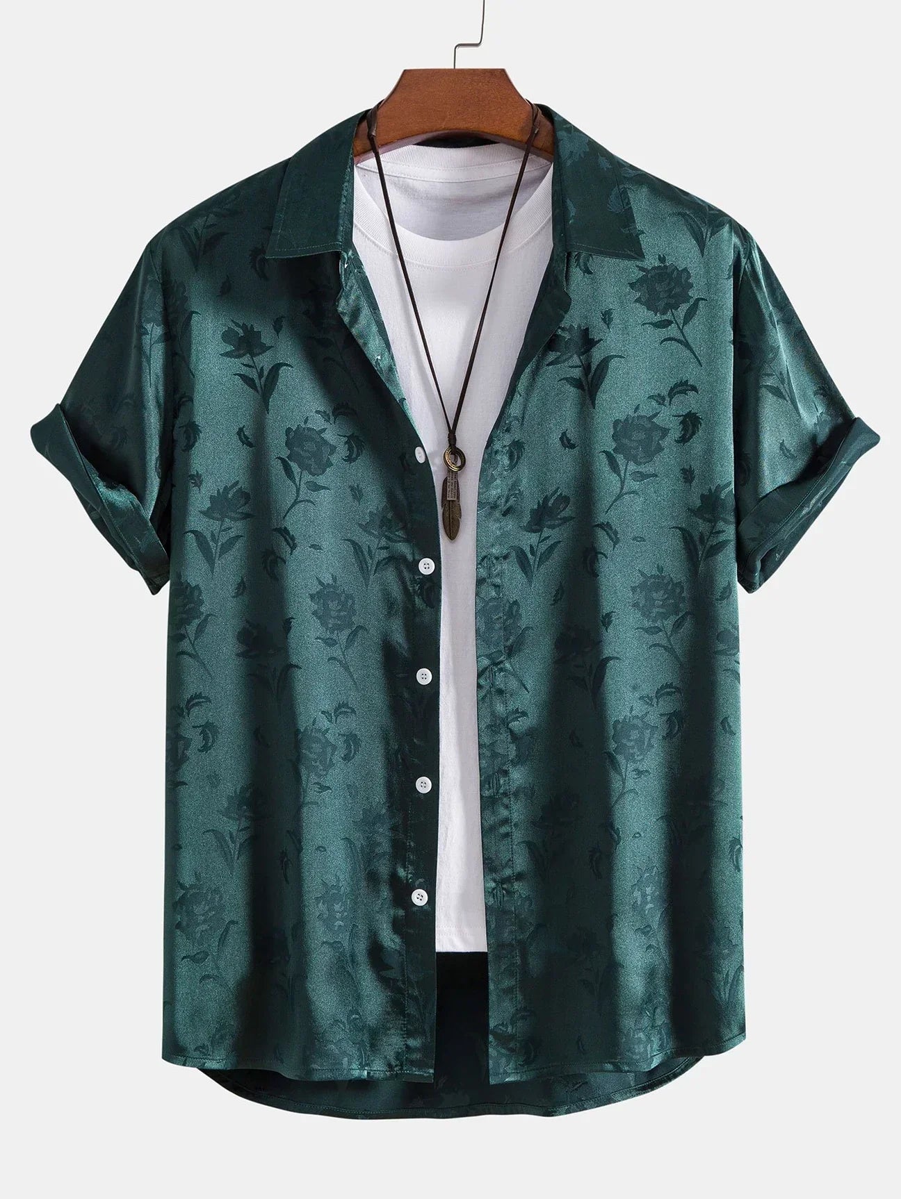 Men's Dark Floral Shirt - Black Rose Print Button Up