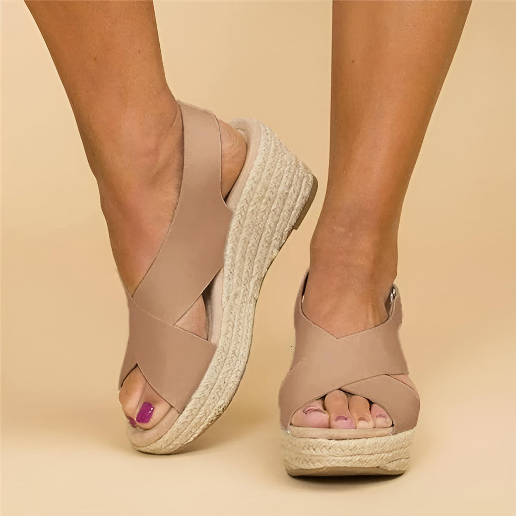 Women's Wedge Espadrilles - Crossover Strap Summer Sandals