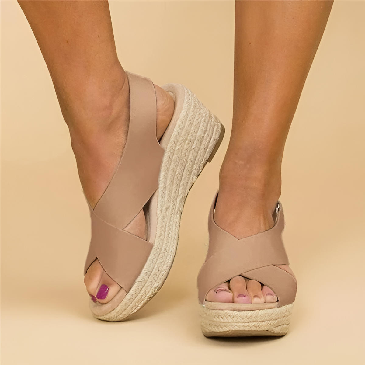 Women's Wedge Espadrilles - Crossover Strap Summer Sandals