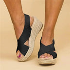Women's Wedge Espadrilles - Crossover Strap Summer Sandals