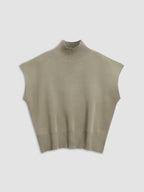 Women's Mock Neck Sleeveless Padded Shoulder Vest Top