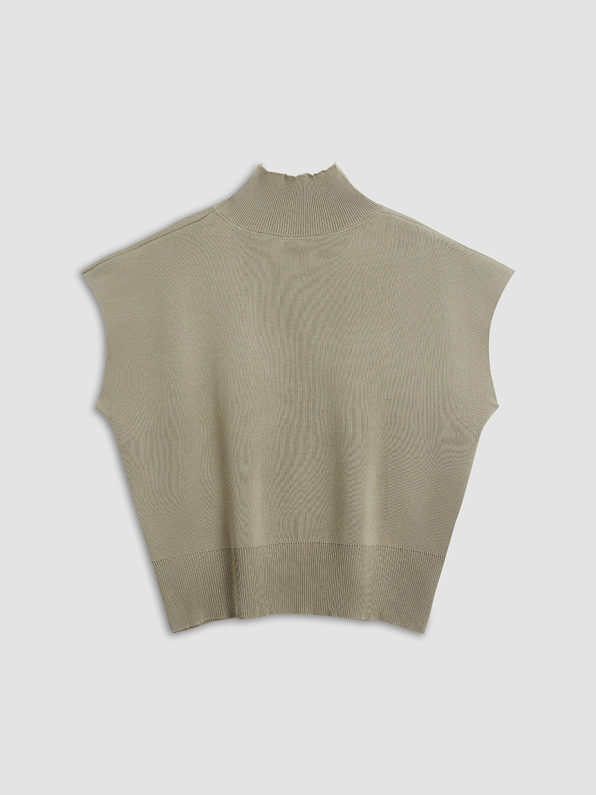 Women's Mock Neck Sleeveless Padded Shoulder Vest Top