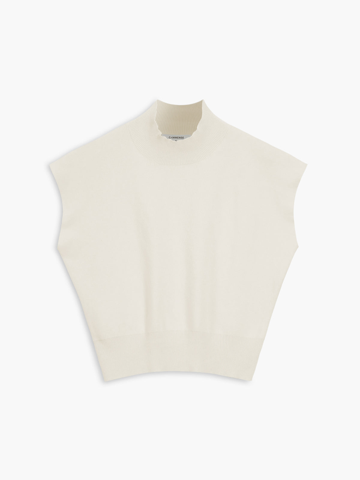 Women's Mock Neck Sleeveless Padded Shoulder Vest Top