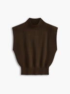 Women's Mock Neck Sleeveless Padded Shoulder Vest Top