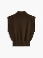 Women's Mock Neck Sleeveless Padded Shoulder Vest Top