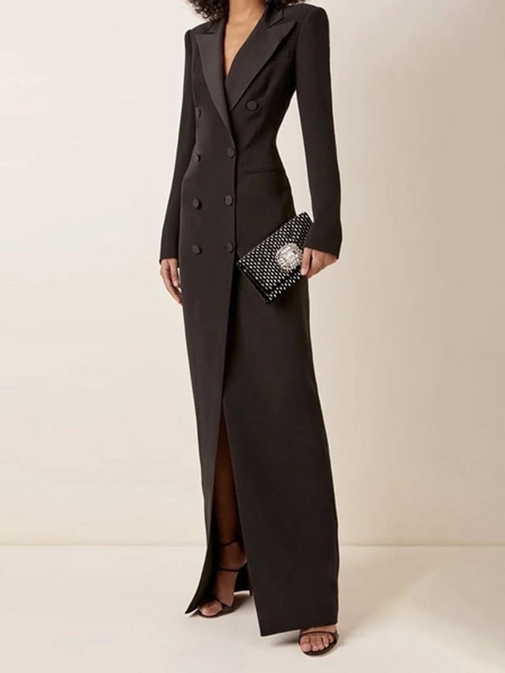 Women's V-Neck Blazer Maxi Dress | Sophisticated Tailored Style