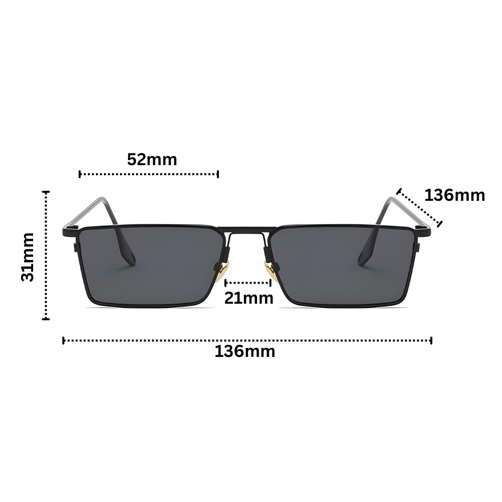 Men's Rectangular Sunglasses - Black Metal Frame Shades