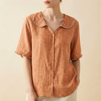 Women's Linen Blouse - Cotton Blend Summer Shirt