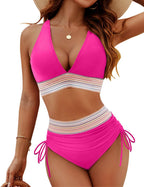 Luna | Women's High Waist Bikini Set with Crochet Detail