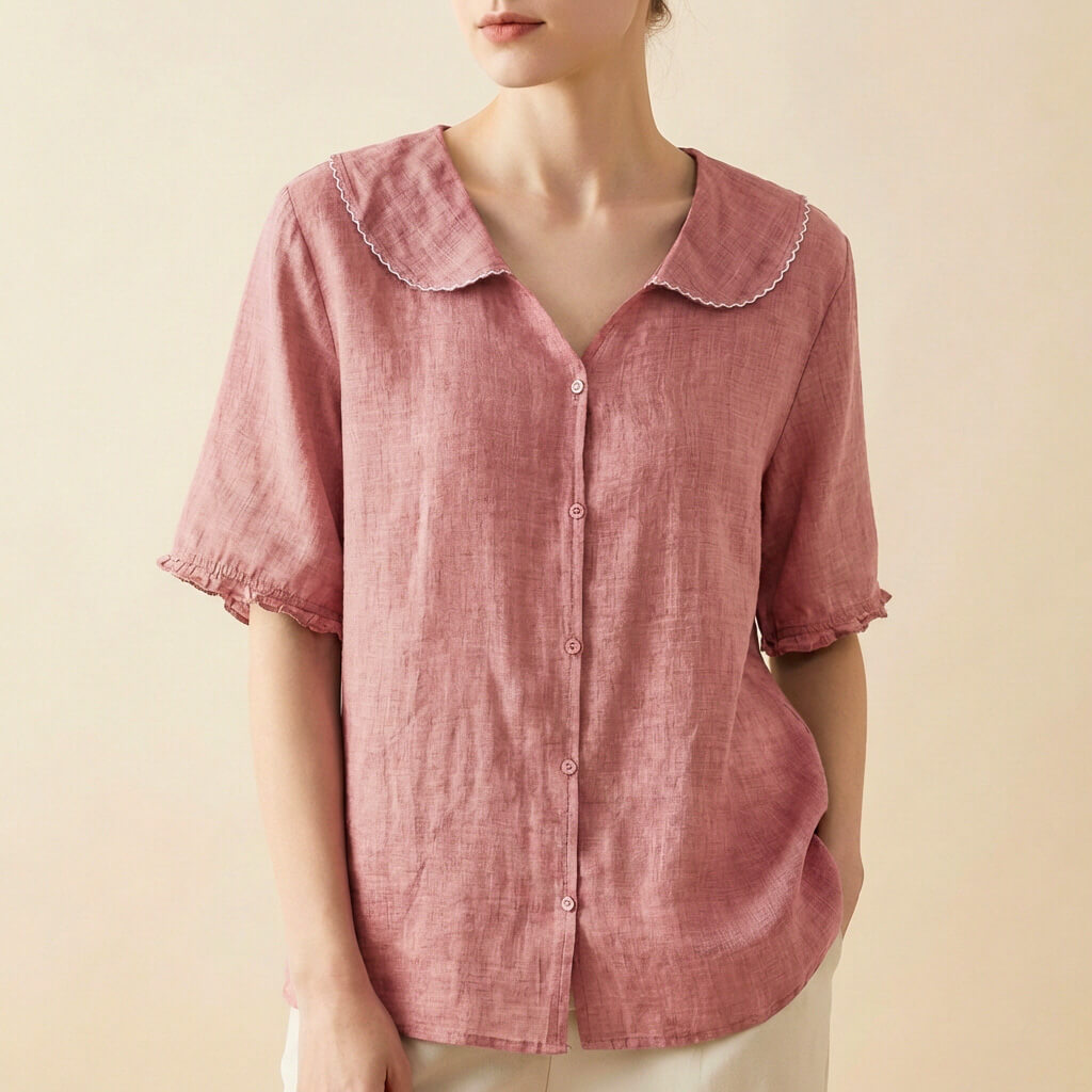 Women's Linen Blouse - Cotton Blend Summer Shirt