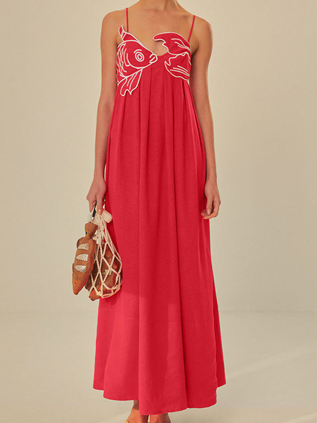 Marisol | Women's Embroidered Spaghetti Strap Shift Dress