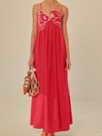 Marisol | Women's Embroidered Spaghetti Strap Shift Dress