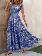 Sienna | Women's Smocked Boho Print Tiered Maxi Dress