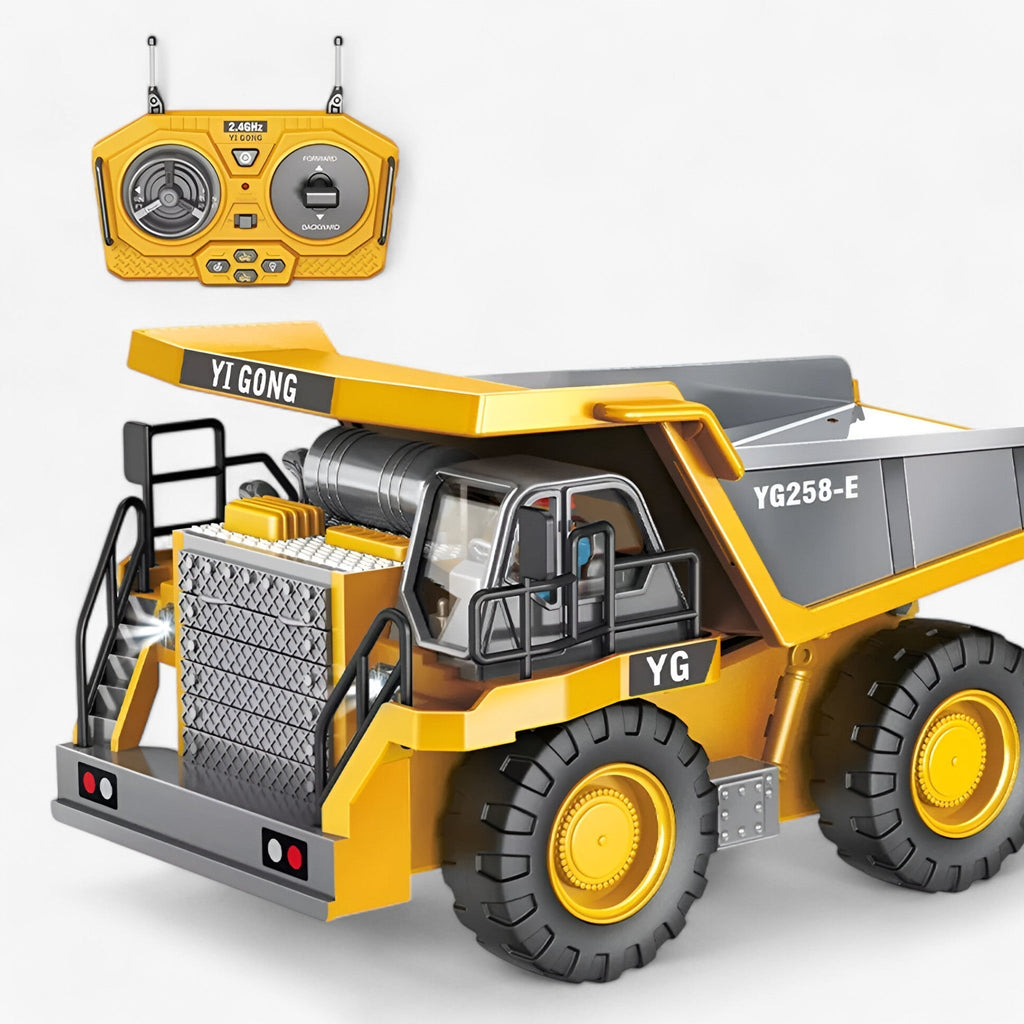 Remote Control Construction Vehicle Toy Set with Bulldozer, Excavator and Dump Truck