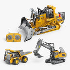Remote Control Construction Vehicle Toy Set with Bulldozer, Excavator and Dump Truck